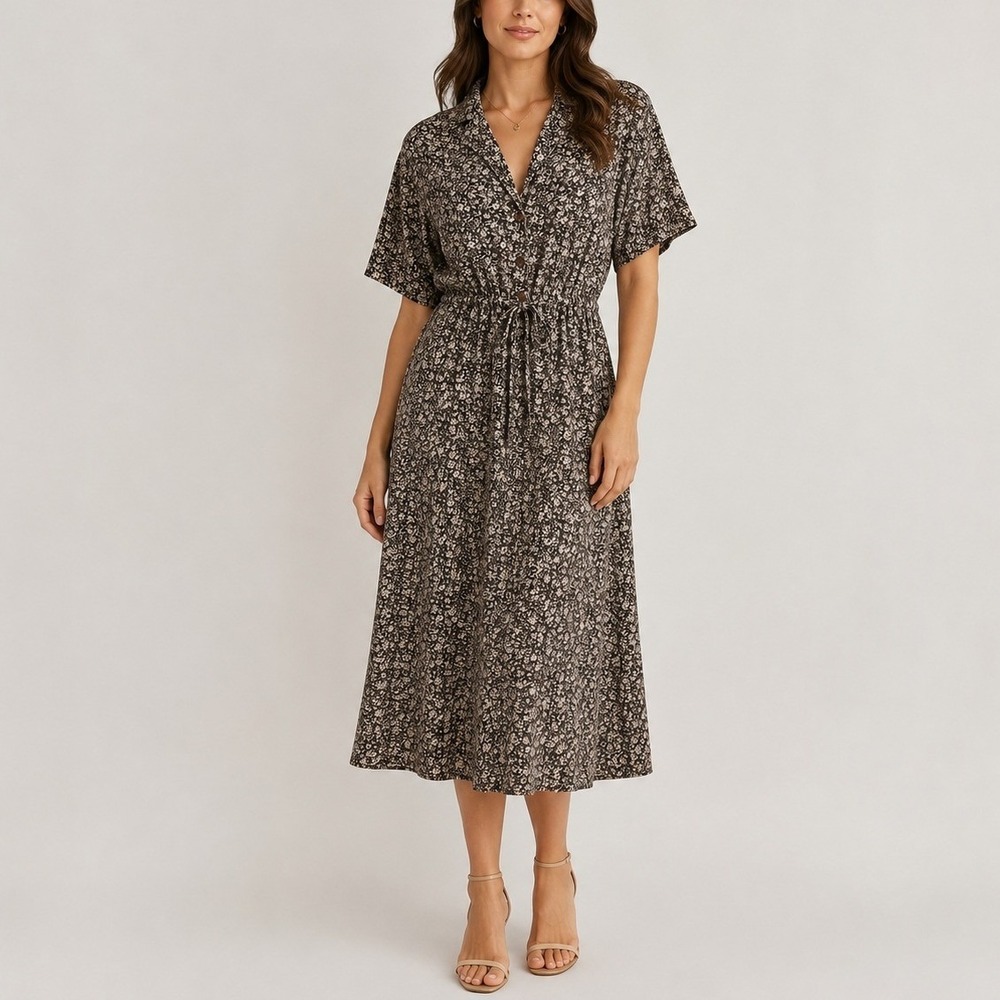 Faherty Island Dress S Charcoal Woodstock Floral Casual